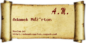 Adamek Márton névjegykártya